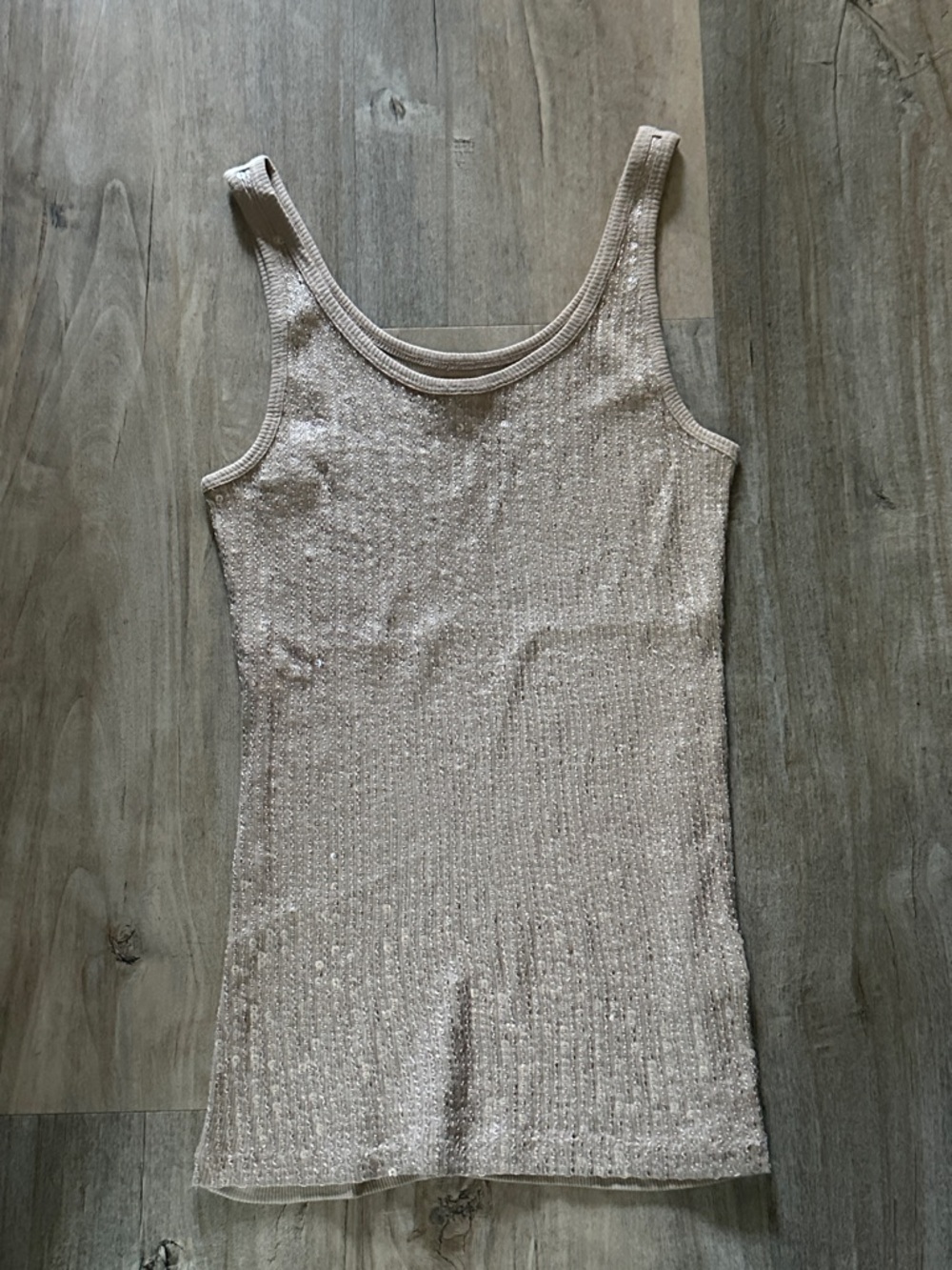 The Limited Sequin Tank Top in Beige